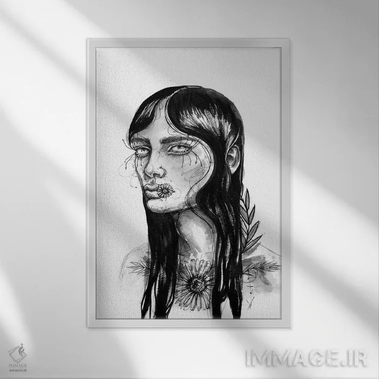 تابلو دکوراتیو دختر اثر دوریانا پوپا - نمای قابدار سفید