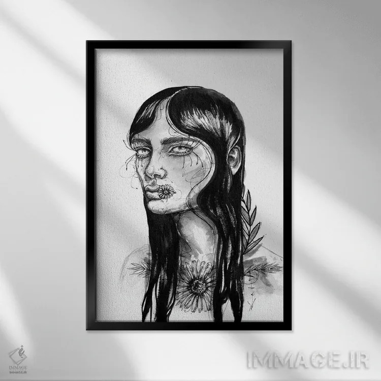 تابلو دکوراتیو دختر اثر دوریانا پوپا - نمای قابدار مشکی