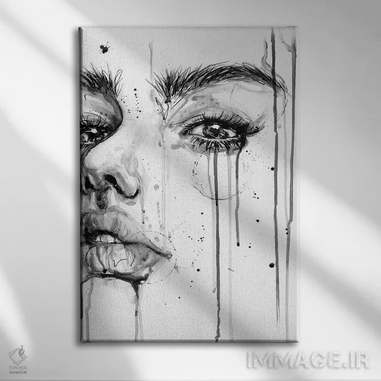 تابلو دکوراتیو دختر و باران اثر دوریانا پوپا - نمای روبهرو روی دیوار