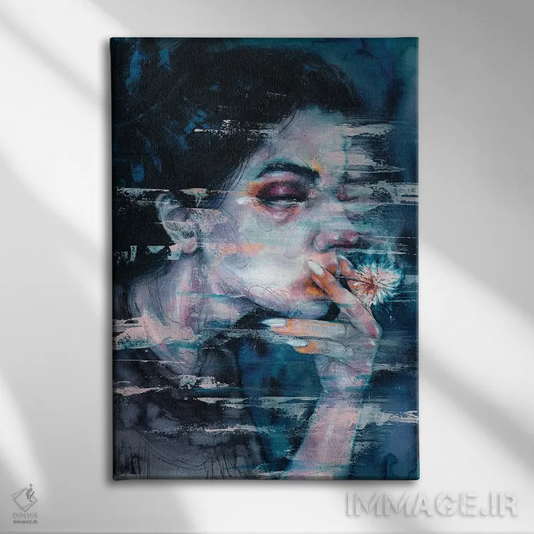 تابلو دکوراتیو اختلال تصویری اثر دوریانا پوپا - نمای روبهرو روی دیوار