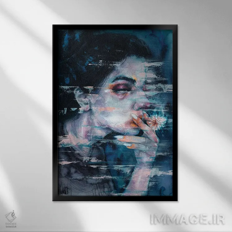 تابلو دکوراتیو اختلال تصویری اثر دوریانا پوپا - نمای قابدار مشکی