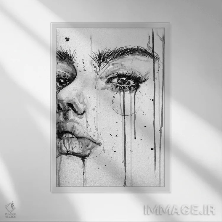 تابلو دکوراتیو دختر و باران اثر دوریانا پوپا - نمای قابدار سفید