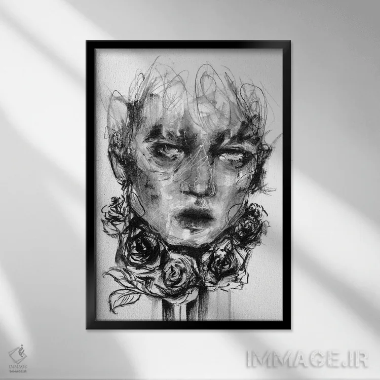 تابلو دکوراتیو هاسکی اثر دوریانا پوپا - نمای قابدار مشکی