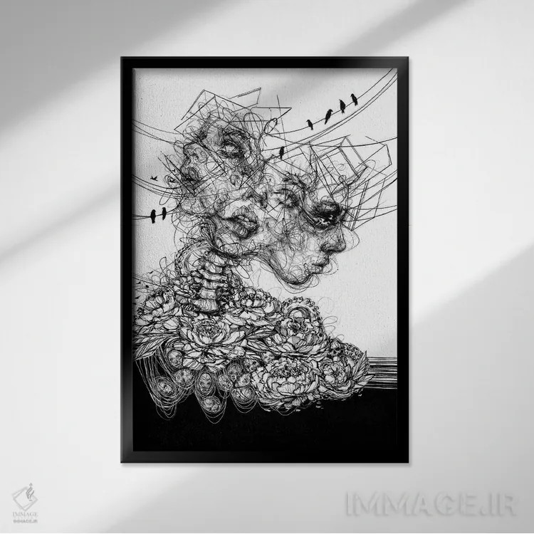 تابلو دکوراتیو زندگی اثر دوریانا پوپا - نمای قابدار مشکی