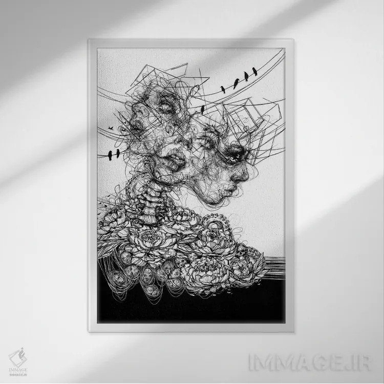 تابلو دکوراتیو زندگی اثر دوریانا پوپا - نمای قابدار سفید