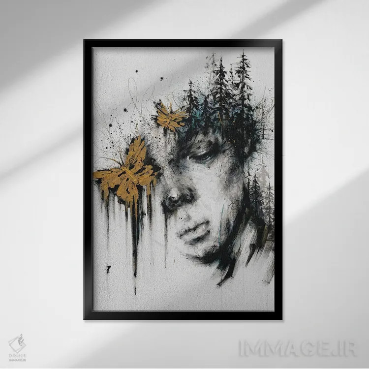 تابلو دکوراتیو در هماهنگی با طبیعت اثر دوریانا پوپا - نمای قابدار مشکی