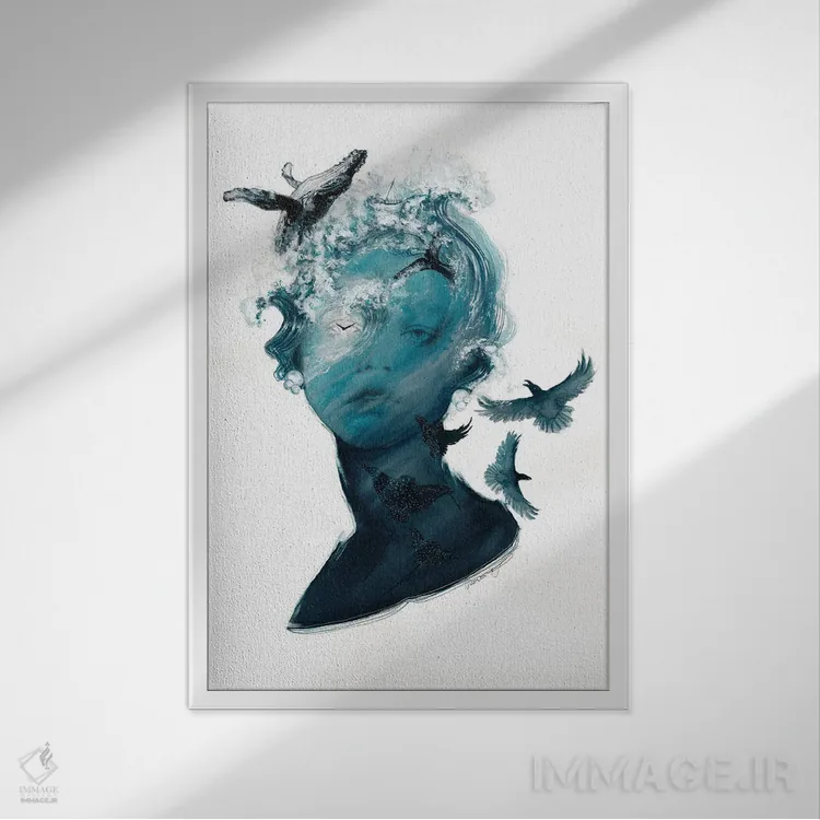 تابلو دکوراتیو روح اقیانوس اثر دوریانا پوپا - نمای قابدار سفید