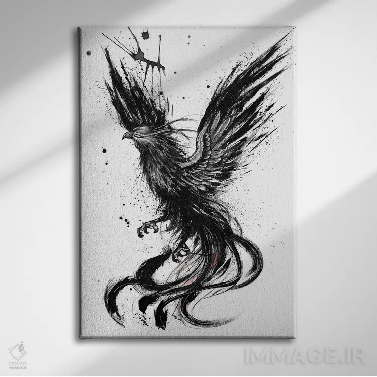 تابلو دکوراتیو ققنوس اثر دوریانا پوپا - نمای روبهرو روی دیوار