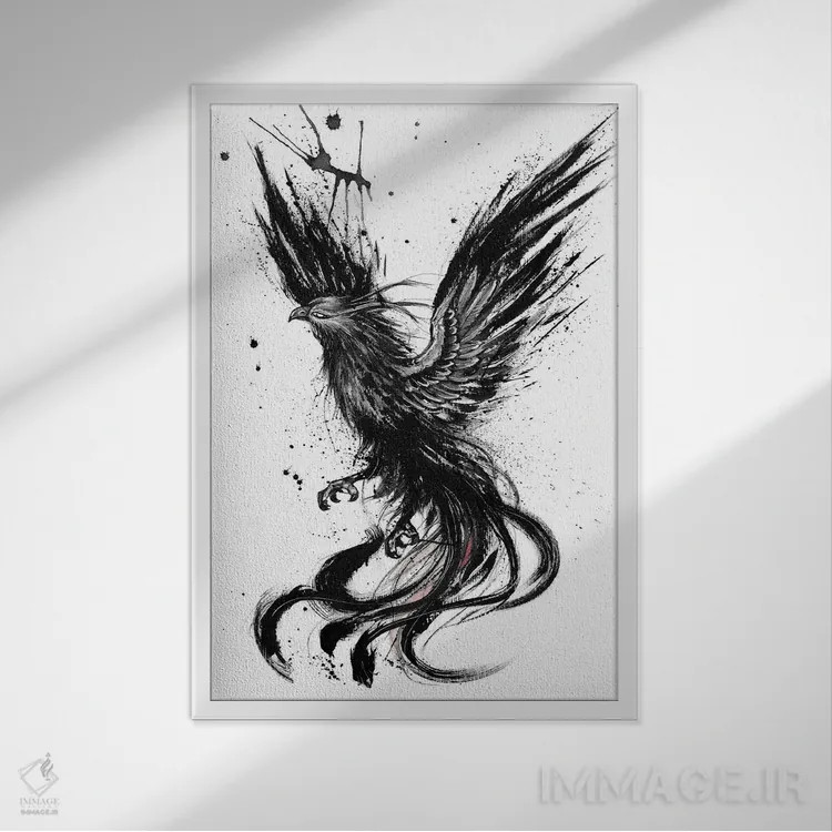 تابلو دکوراتیو ققنوس اثر دوریانا پوپا - نمای قابدار سفید