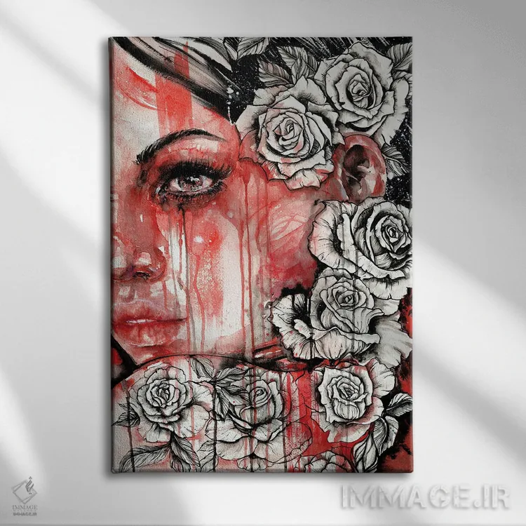 تابلو دکوراتیو گل رز اثر دوریانا پوپا - نمای روبهرو روی دیوار