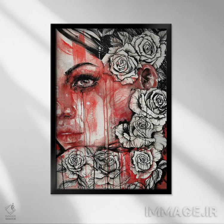 تابلو دکوراتیو گل رز اثر دوریانا پوپا - نمای قابدار مشکی