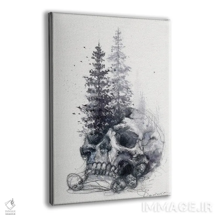 تابلو دکوراتیو جمجمه و درختان اثر دوریانا پوپا - نمای پرسپکتیو محصول