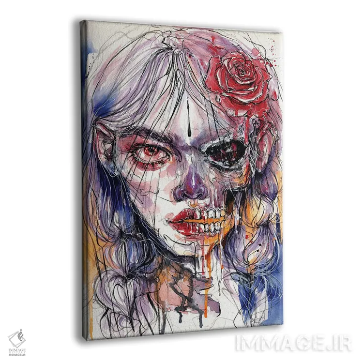 تابلو دکوراتیو دختر جمجمه ای اثر دوریانا پوپا - نمای پرسپکتیو محصول