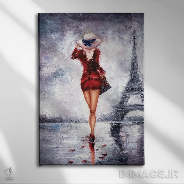 تابلو دکوراتیو زن در پاریس اثر بورو جینت - نمای روبهرو روی دیوار