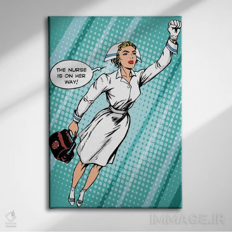 تابلو دکوراتیو پرستار ابرقهرمان به سوی نجات پرواز می کند اثر دپوزیت فوتوز - نمای روبهرو روی دیوار
