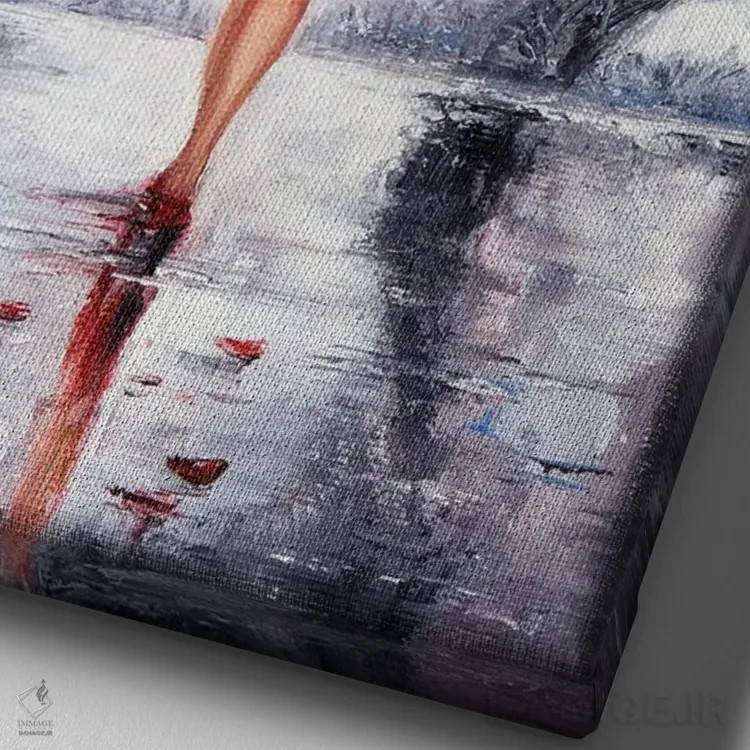 تابلو دکوراتیو زن در پاریس اثر بورو جینت - نمای نزدیک بافت بوم