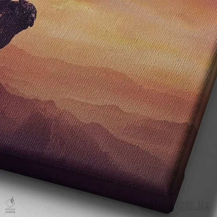 تابلو دکوراتیو فردی تنها بر فراز صخره که پدیده زیبای فضایی را تماشا می کند اثر سایکوشدو - نمای نزدیک بافت بوم