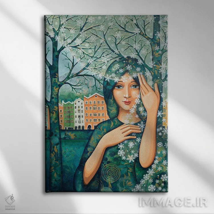 تابلو دکوراتیو طبیعت به رنگ سپید آراسته اثر دنیلا پرزیوزو اینوالر - نمای روبهرو روی دیوار