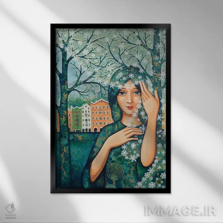 تابلو دکوراتیو طبیعت به رنگ سپید آراسته اثر دنیلا پرزیوزو اینوالر - نمای قابدار مشکی