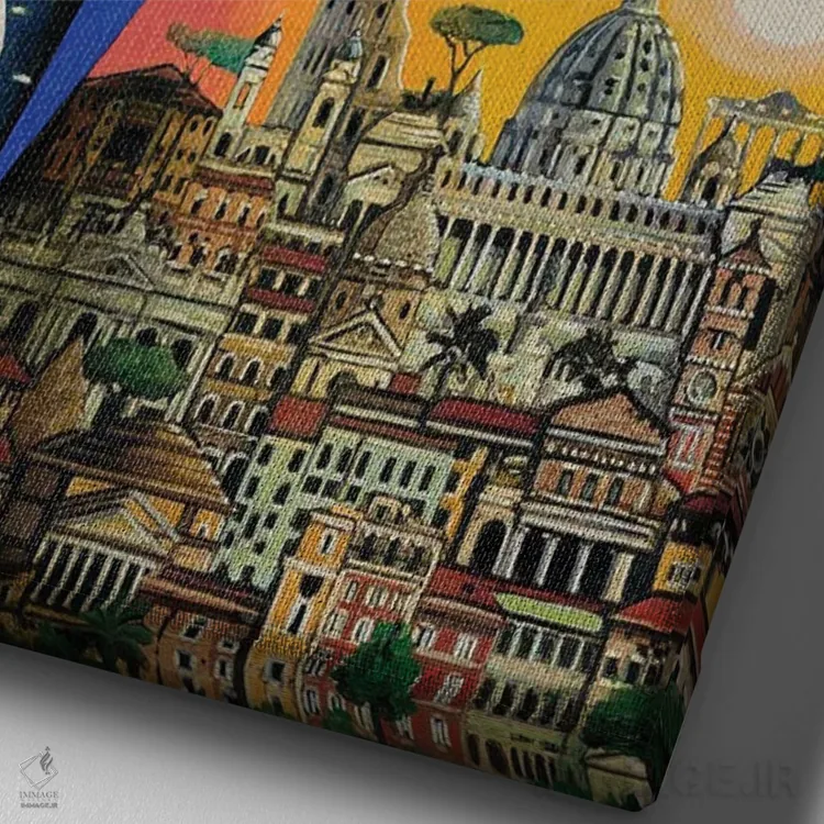 تابلو دکوراتیو رم، شهر ابدی اثر دنیلا پرزیوزو اینوالر - نمای نزدیک بافت بوم