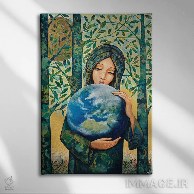 تابلو دکوراتیو دنیا در دستان تو اثر دنیلا پرزیوزو اینوالر - نمای روبهرو روی دیوار