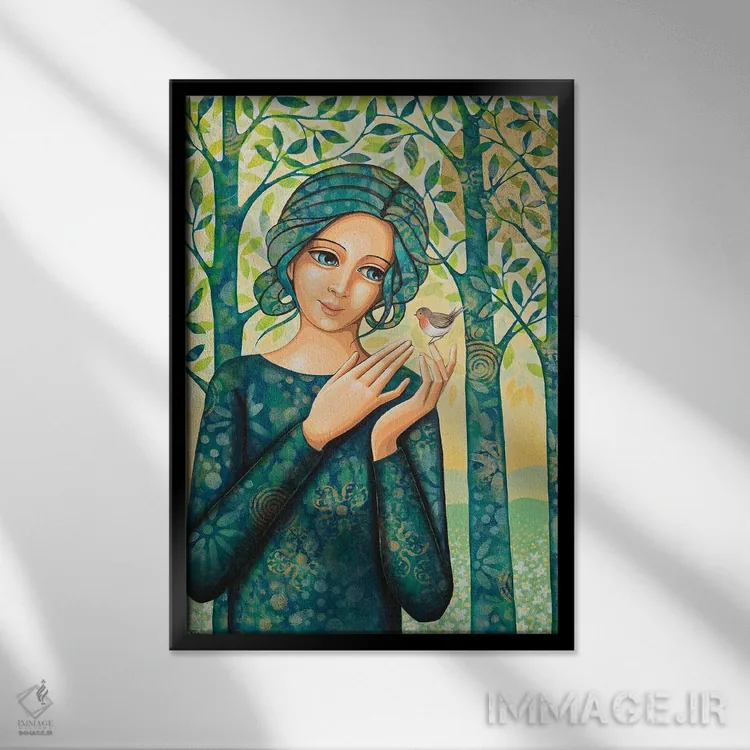 تابلو دکوراتیو بهار، افسانه سینه سرخ اثر دنیلا پرزیوزو اینوالر - نمای قابدار مشکی