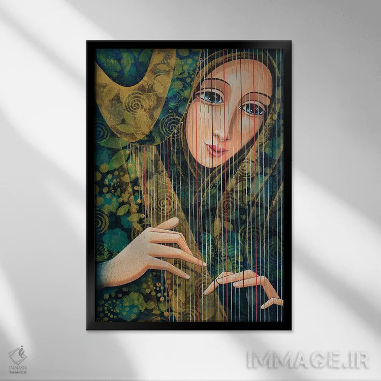 تابلو دکوراتیو سیم های روح اثر دنیلا پرزیوزو اینوالر - نمای قابدار مشکی