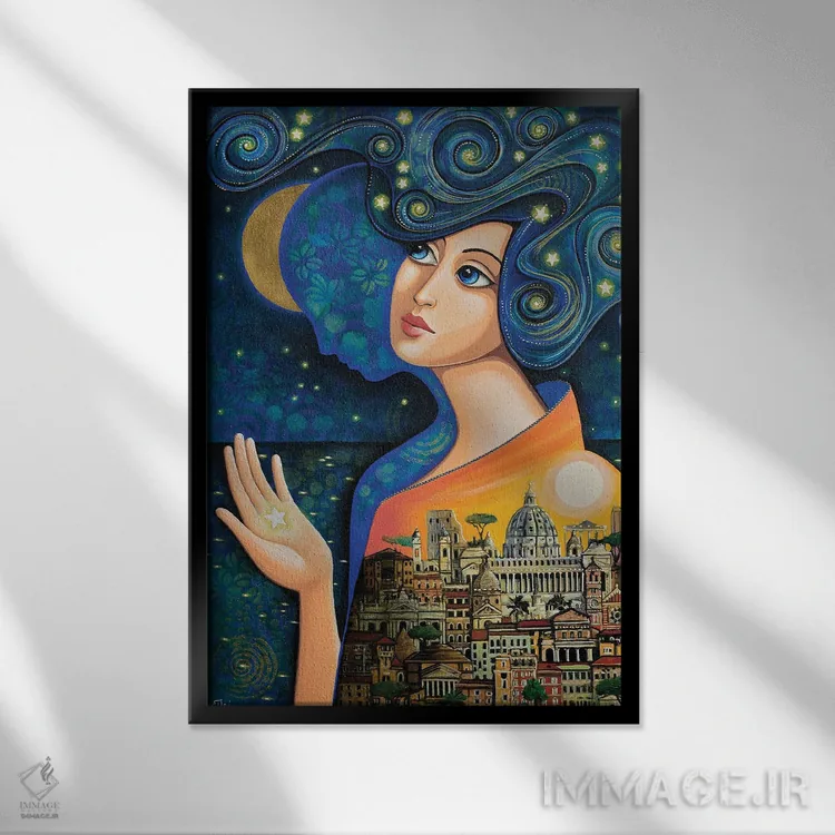تابلو دکوراتیو رم، شهر ابدی اثر دنیلا پرزیوزو اینوالر - نمای قابدار مشکی