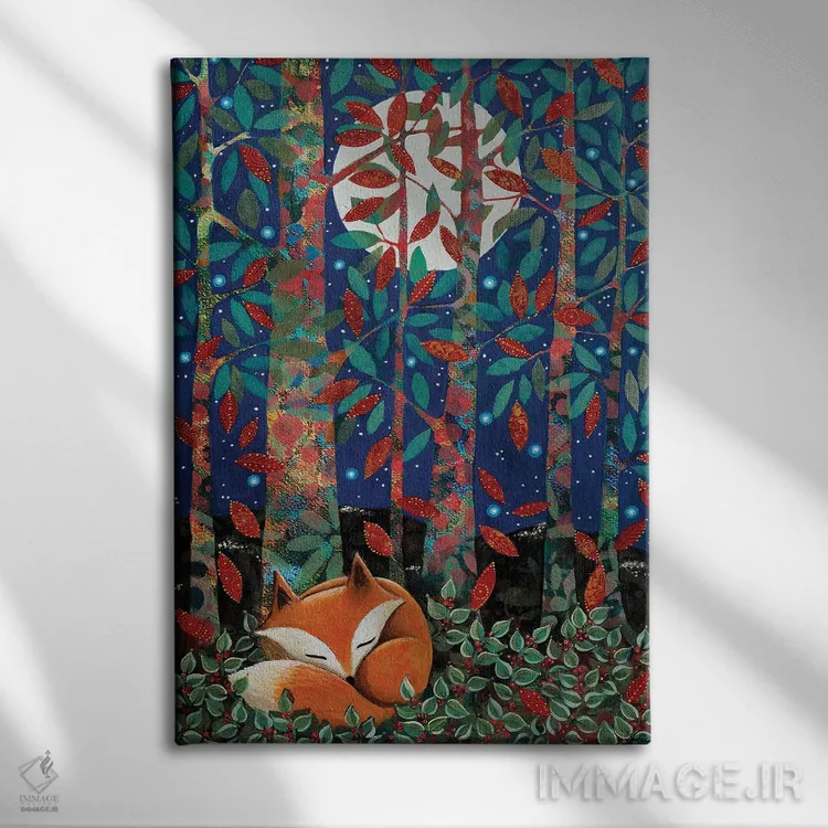 تابلو دکوراتیو خواب روباه اثر دنیلا پرزیوزو اینوالر - نمای روبهرو روی دیوار