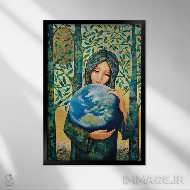 تابلو دکوراتیو دنیا در دستان تو اثر دنیلا پرزیوزو اینوالر - نمای قابدار مشکی