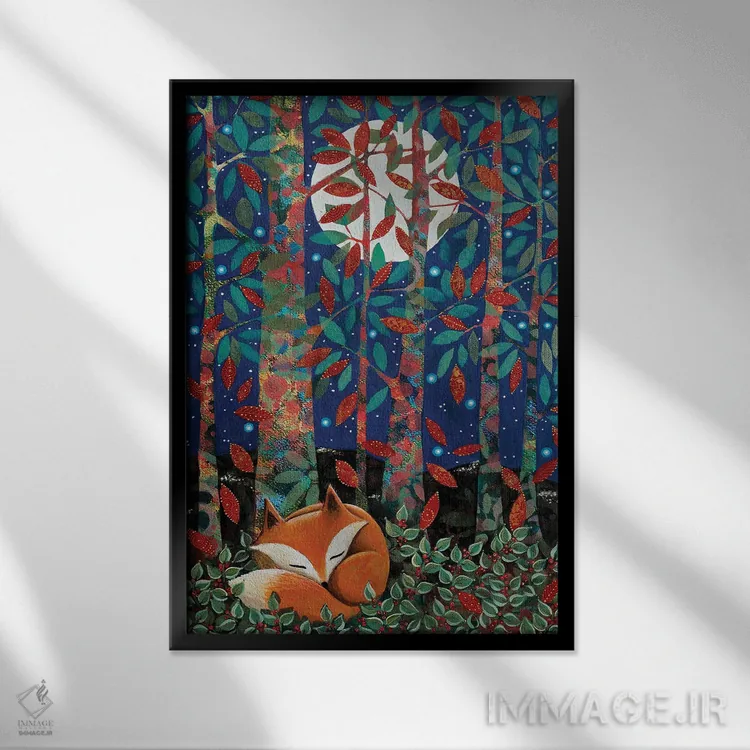 تابلو دکوراتیو خواب روباه اثر دنیلا پرزیوزو اینوالر - نمای قابدار مشکی