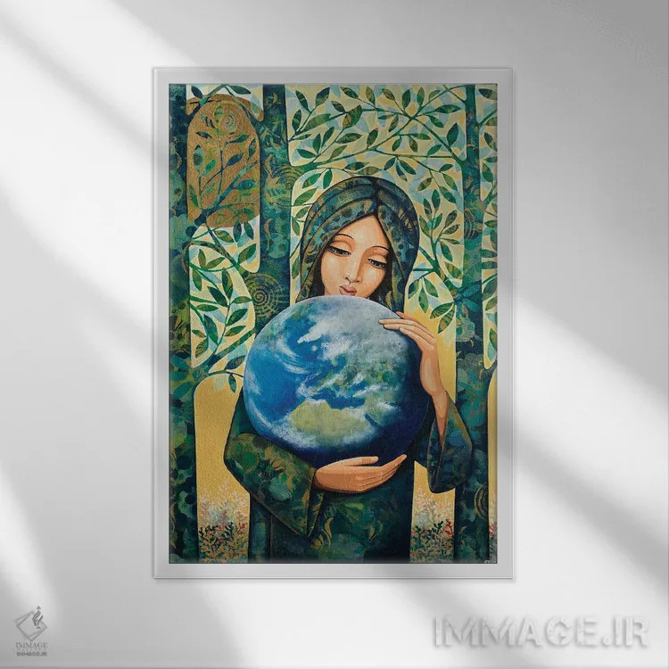 تابلو دکوراتیو دنیا در دستان تو اثر دنیلا پرزیوزو اینوالر - نمای قابدار سفید