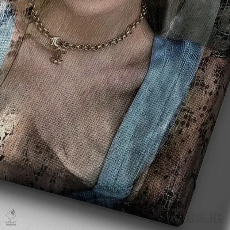 تابلو دکوراتیو بانوی چای اثر دومینیک بادوئل - نمای نزدیک بافت بوم