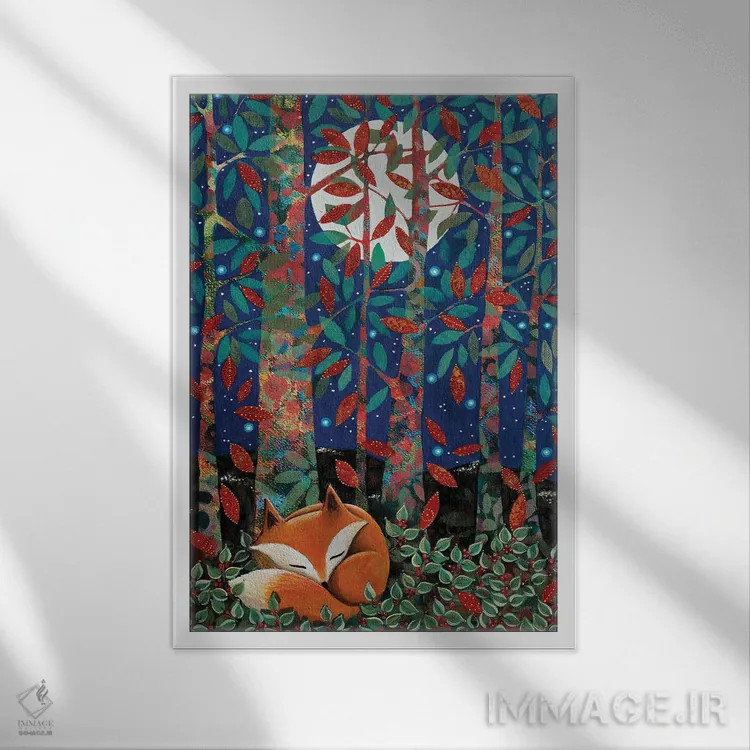 تابلو دکوراتیو خواب روباه اثر دنیلا پرزیوزو اینوالر - نمای قابدار سفید