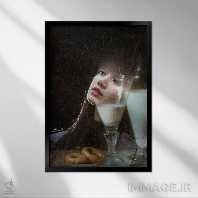 تابلو دکوراتیو خوراک مختصر اثر دومینیک بادوئل - نمای قابدار مشکی