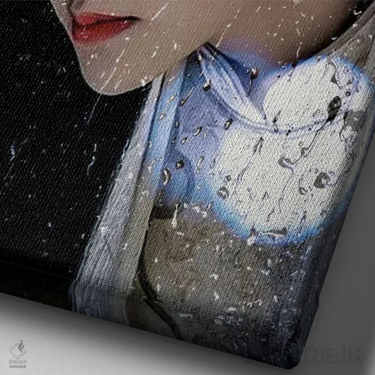 تابلو دکوراتیو چراغ های بارانی اثر دومینیک بادوئل - نمای نزدیک بافت بوم