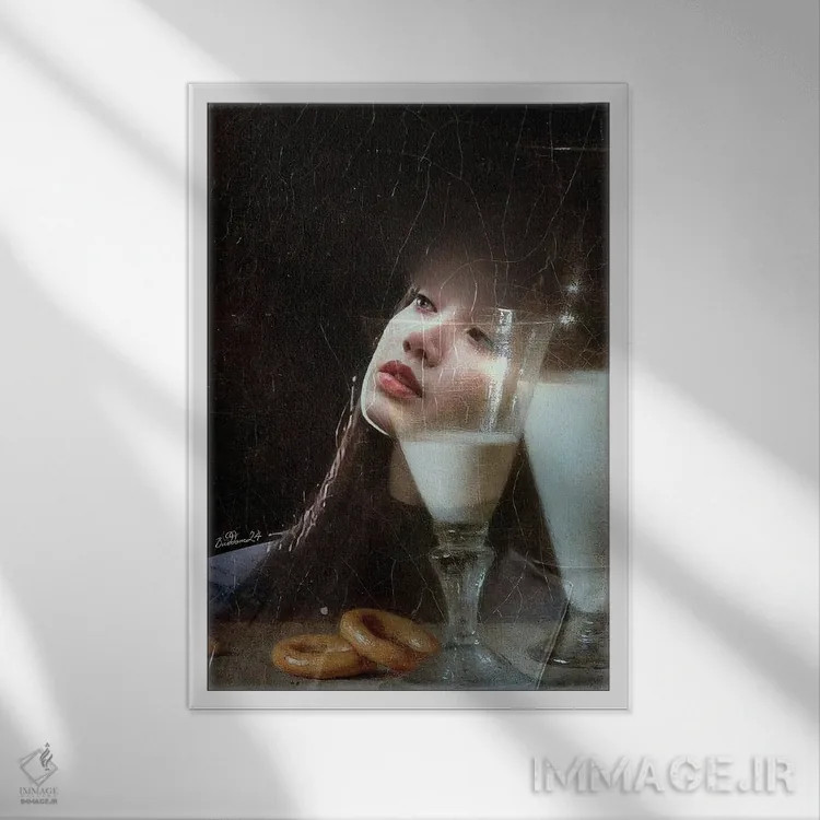 تابلو دکوراتیو خوراک مختصر اثر دومینیک بادوئل - نمای قابدار سفید