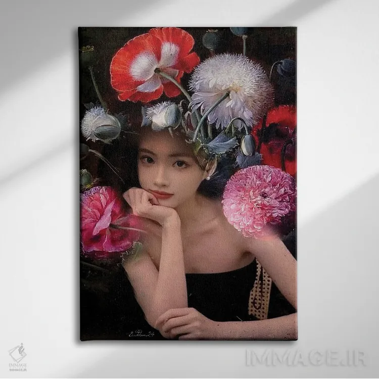 تابلو دکوراتیو دختر پوم پوم اثر دومینیک بادوئل - نمای روبهرو روی دیوار