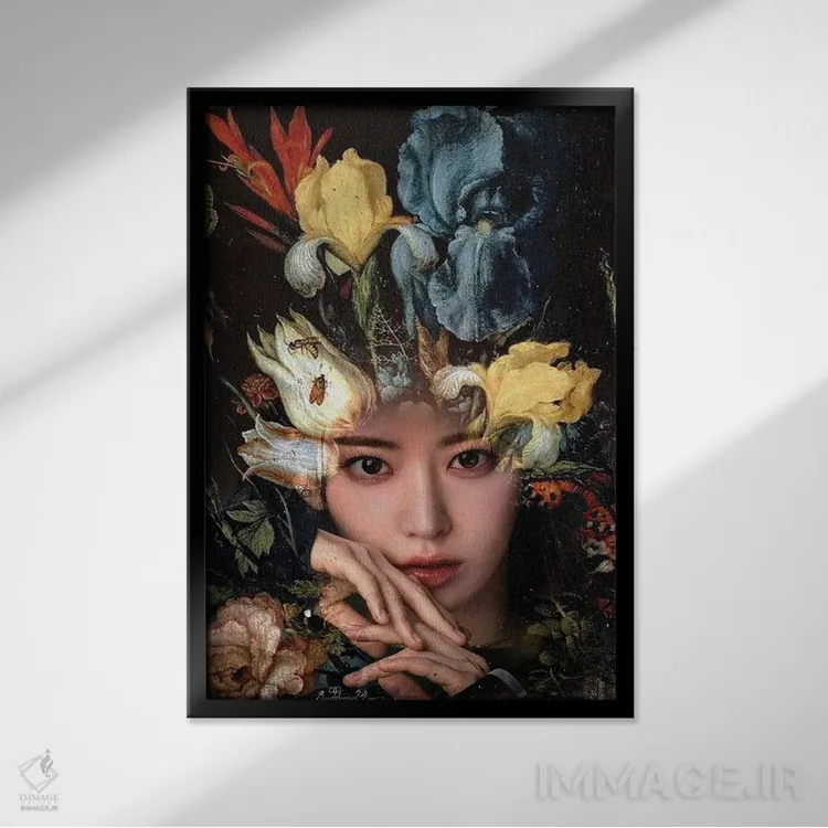 تابلو دکوراتیو جنگجوی گل ها اثر دومینیک بادوئل - نمای قابدار مشکی