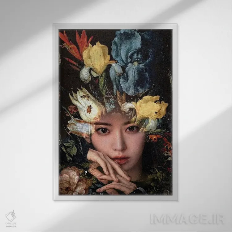 تابلو دکوراتیو جنگجوی گل ها اثر دومینیک بادوئل - نمای قابدار سفید