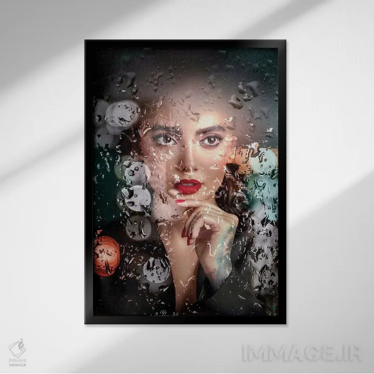 تابلو دکوراتیو چراغ های خیس اثر دومینیک بادوئل - نمای قابدار مشکی