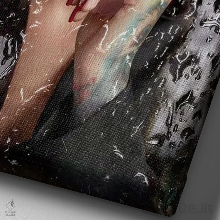 تابلو دکوراتیو چراغ های خیس اثر دومینیک بادوئل - نمای نزدیک بافت بوم