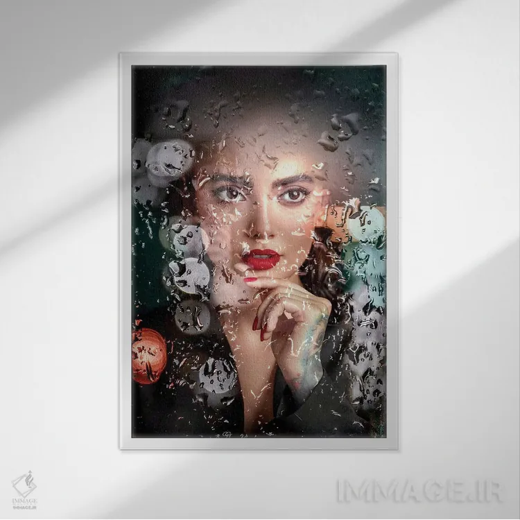 تابلو دکوراتیو چراغ های خیس اثر دومینیک بادوئل - نمای قابدار سفید