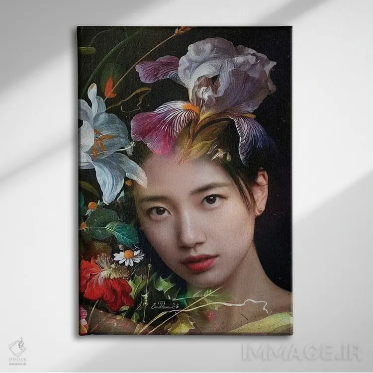 تابلو دکوراتیو گل های وحشی اثر دومینیک بادوئل - نمای روبهرو روی دیوار