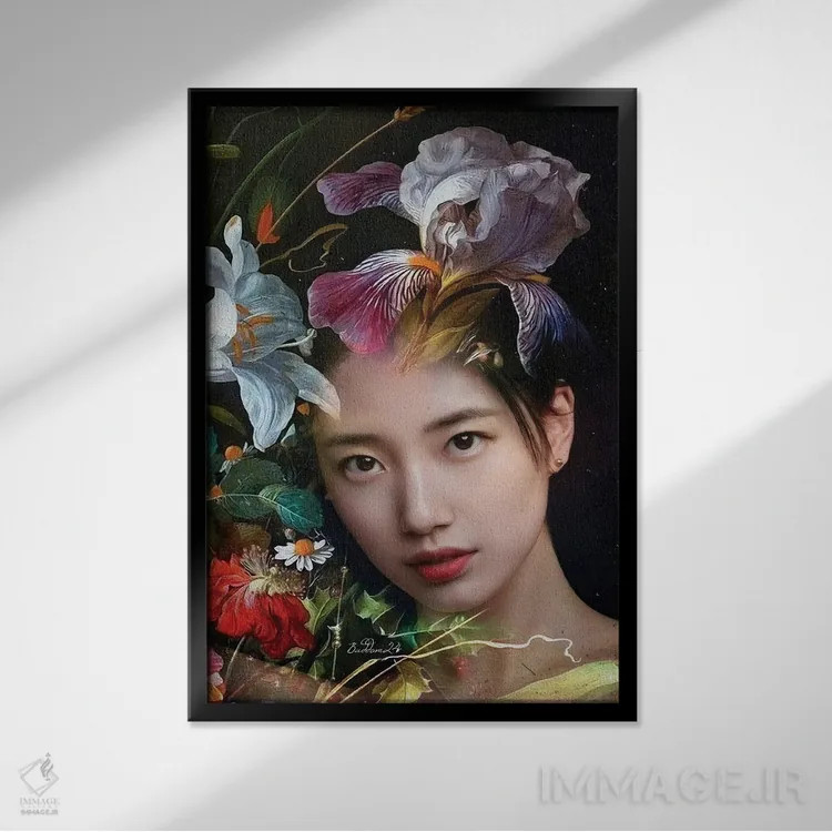 تابلو دکوراتیو گل های وحشی اثر دومینیک بادوئل - نمای قابدار مشکی