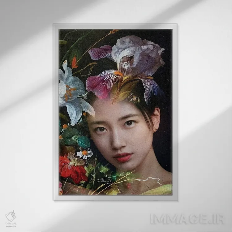 تابلو دکوراتیو گل های وحشی اثر دومینیک بادوئل - نمای قابدار سفید