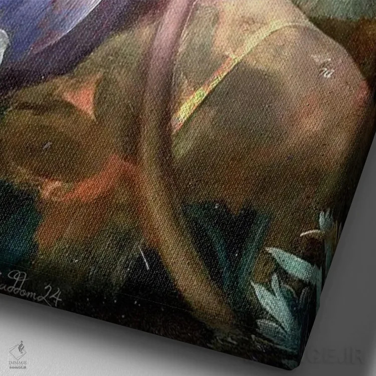 تابلو دکوراتیو گل فروش اثر دومینیک بادوئل - نمای نزدیک بافت بوم