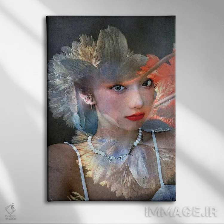 تابلو دکوراتیو همه چیز در پر و پاستل اثر دومینیک بادوئل - نمای روبهرو روی دیوار