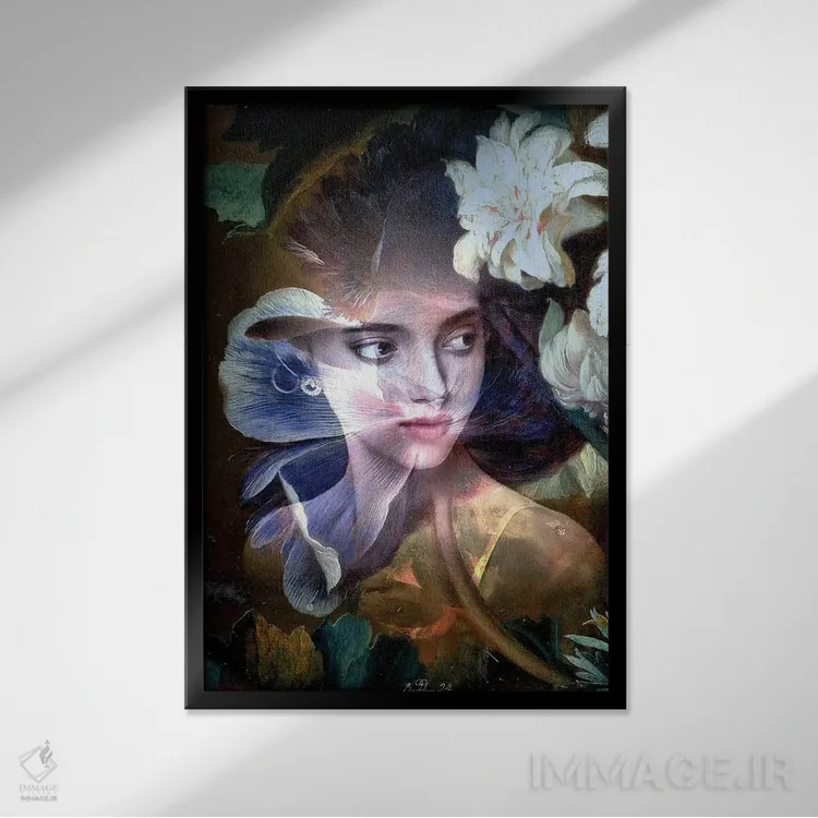 تابلو دکوراتیو گل فروش اثر دومینیک بادوئل - نمای قابدار مشکی