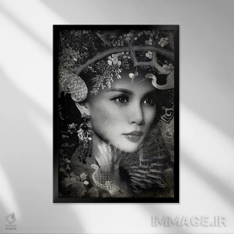 تابلو دکوراتیو ملکه جنگل اثر دومینیک بادوئل - نمای قابدار مشکی